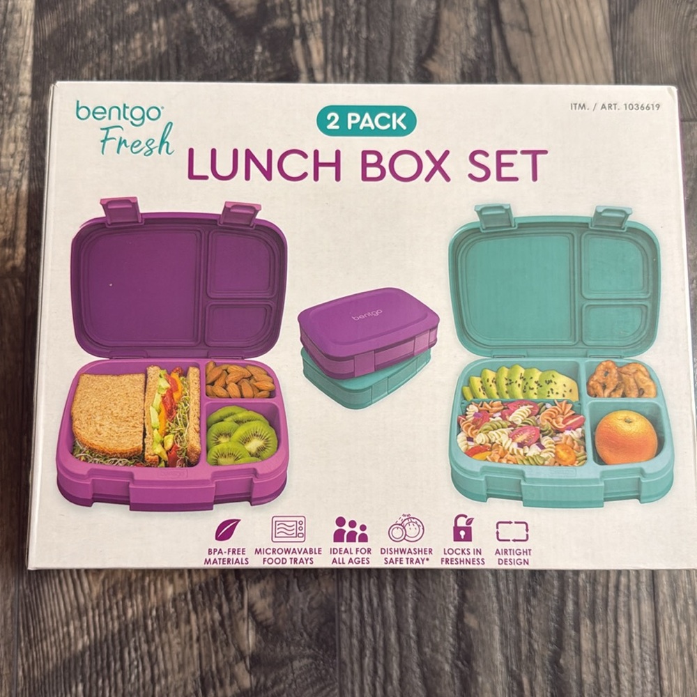Bentgo fresh 2 pack lunch box set pink purple green new